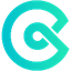 The CoinEx logo features a teal and white circular design with a stylised letter G entwined within the letter C, forming a continuous loop.