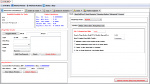 Crypto trading bot interface showing ETH/BTC pair configuration with Ping-Pong trading parameters and order settings.