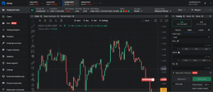 Altrady crypto trading terminal displaying FLOW/USDT price chart with limit order setup on KuCoin exchange.